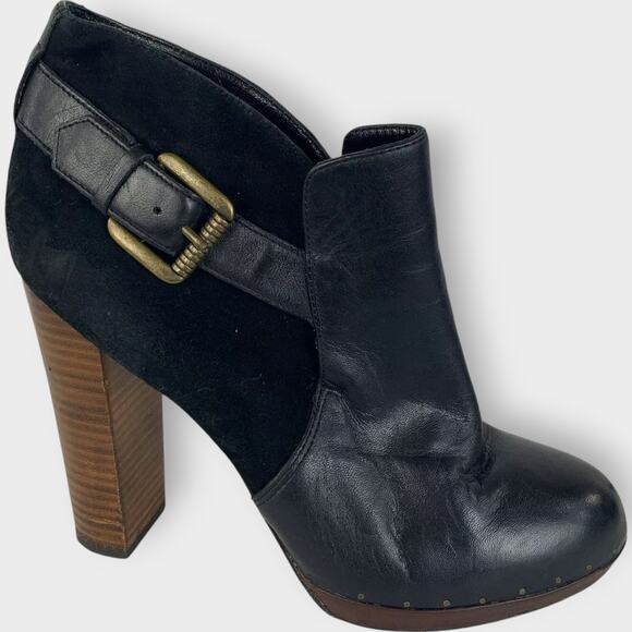 Sam Edelman LuLu Boots Chunky Heel Black Leather Suede Buckle Fall Size 9 M - Picture 13 of 13